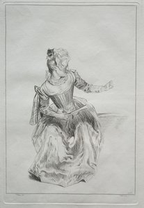 Vrouw met een Waaier door possibly by Benoit II Audran