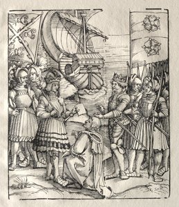 Maximiliaan sluit vrede met Hendrik VII door possibly by Peter Flötner