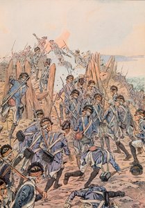 Amerikanen vallen een redoute aan in Yorktown op 14 oktober