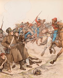 Jacques Marie Gaston Onfroy de Breville, bekend als JOB (1858-1931) - Franse militairen tijdens de Napoleontische campagnes bijgenaamd Marie Louise in 1815 vechtend tegen de Kozakken, Privécollectie door pseudonym for Onfray de Breville Jacques Job