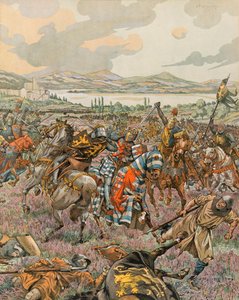 Geschiedenis van België: Jan I Hertog van Brabant zegevierend in de Slag bij Woeringen in 1288 tijdens de Limburgse Successieoorlog en geeft Brabant autonomie aan Duitsland, Privécollectie door pseudonym for Onfray de Breville Jacques Job