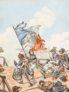 Napoleon Bonaparte bij de brug van Arcole in 1796 door pseudonym for Onfray de Breville Jacques Job