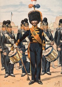 Outfit van Franse troepen te allen tijde: Tambour-majoor van de Vlootbemanningen (1837)