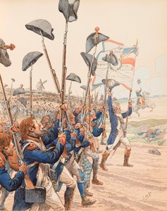 De Slag bij Valmy in 1792 tijdens de Franse Revolutieoorlogen, Privécollectie door pseudonym for Onfray de Breville Jacques Job