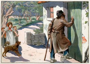 Joachim Murat (1767-1815), afgezette koning van Napels, zwierf door de Provence na zijn vlucht uit Napels in 1815. Gravure door Jacques Marie Gaston Onfray de Breville, genaamd Job (1858-1931) door pseudonym for Onfray de Breville Jacques Job