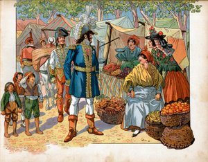 Joachim Murat (1767-1815) op de trappen in Spanje. Gravure door Jacques Marie Gaston Onfray de Breville, genaamd Job