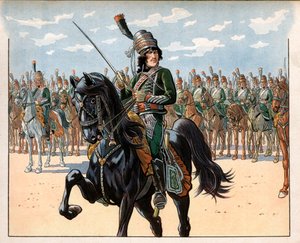 Joachim Murat als kolonel tijdens de Italiaanse veldtocht. Gravure door Jacques Marie Gaston Onfray de Breville, genaamd Job