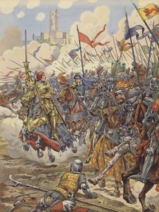 Lodewijk XI van Frankrijk leidt zijn leger in de Slag bij Montlhery door pseudonym for Onfray de Breville Jacques Job