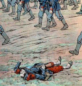 Pruisen vallen Frankrijk binnen: Franse dode soldaat door pseudonym for Onfray de Breville Jacques Job
