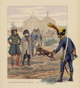 De hond Moustache gepresenteerd aan Napoleon door pseudonym for Onfray de Breville Jacques Job