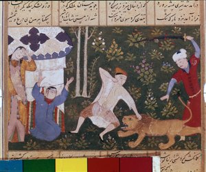 Bahram Gur doodt de leeuw