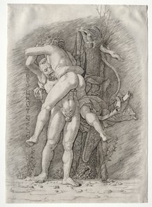 Hercules en Antaeus door school of Andrea Mantegna