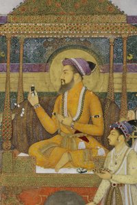 (detail) uit De Keizer Shah Jahan op de Pauwentroon, 1640 door son of Aqa Riza Abid