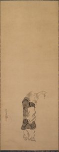 Kenshu, monnik met garnaal door studio of Tawaraya Sōtatsu