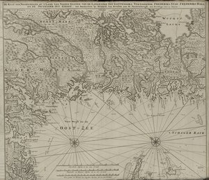 Norsk bokmål: Kaart uit de kaartencollectie van de Nationale Bibliotheek. De kaart is uitgegeven en toont door van Keulen