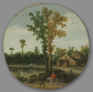 Reizigers bij een meer, 1625 door van de Velde Esaias