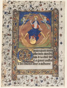 Blad uit een Getijdenboek: Christus in Oordeel door workshop of Boucicaut Master
