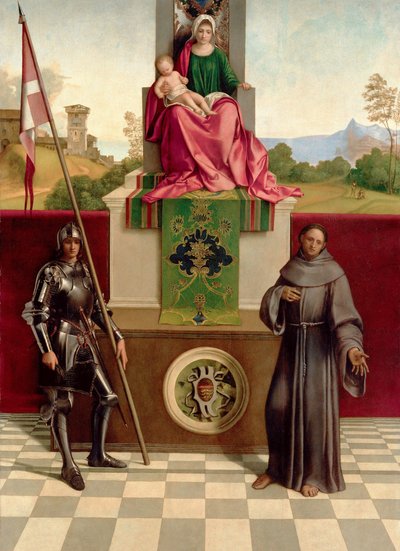 Madonna en Kind tussen St. Franciscus en St. Nicasius (De Castelfranco Madonna) door Giorgione