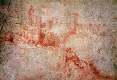 Herder en uitzicht op Castelfranco door Giorgione