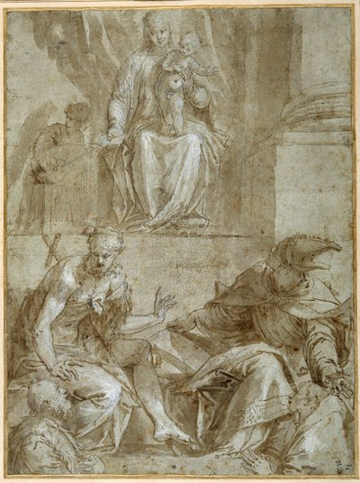 Maagd en Kind op de troon met Heiligen Johannes de Doper, c.1548 door Veronese