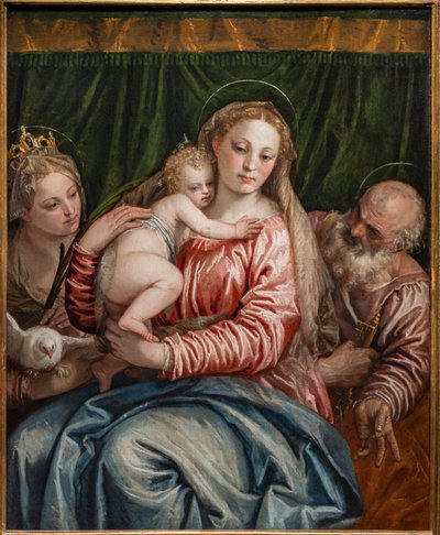 Madonna en Kind Jezus tussen St. Catharina van Alexandrië en Petrus (detail) door (1528 88) Veronese