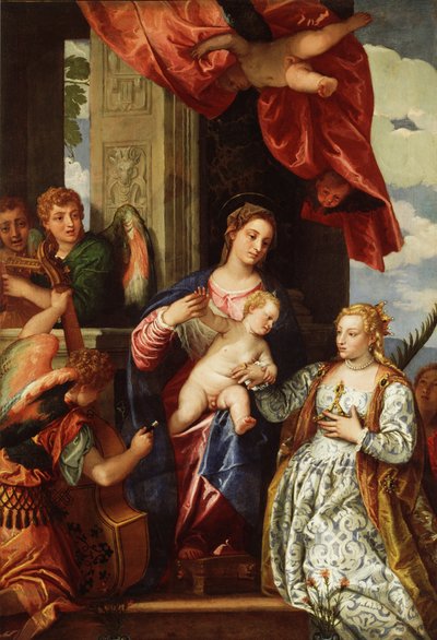 Het Mystieke Huwelijk van St. Catherine, ca. 1550 tot 1560 door (1528 88) Veronese