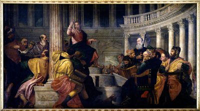 Jezus spreekt met de dokters. Schilderij door Paolo Veronese (1528-1588) door Veronese