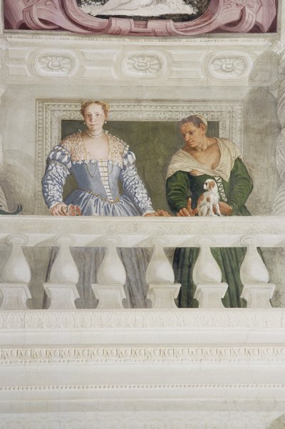 Leden van het Barbaro-huishouden, uit de Sala di Olimpo, c.1561 (detail) door Veronese