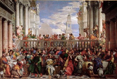 Wonder van de verandering van water in wijn (detail) door Veronese