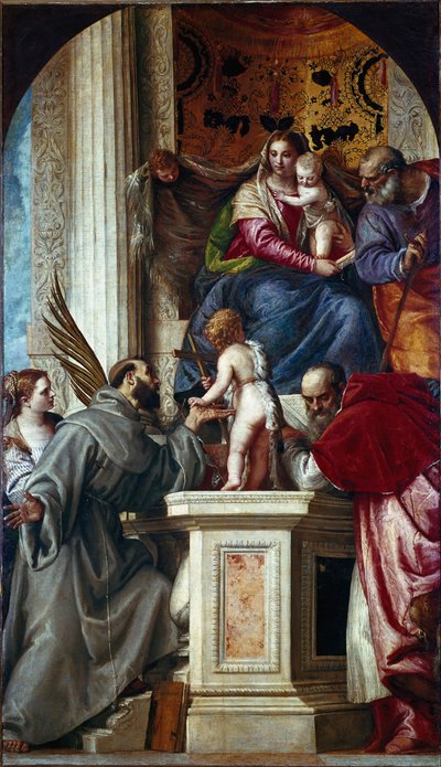 De Heilige Familie met Heiligen door Veronese