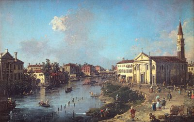 Dolo aan de Brenta, met de kerk van St. Rocco en de Villa Zanon-Bon door Canaletto