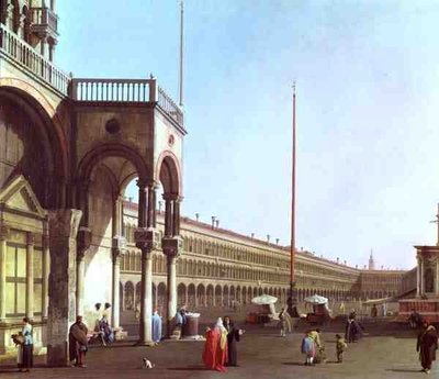 Piazza di San Marco vanaf het Dogepaleis door Canaletto