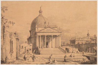 Veduta Ideata met San Simone Piccolo, ca. 1735 door Canaletto