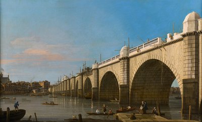 Londen, Westminster Bridge in aanbouw, gezien vanuit het zuidoosten door Canaletto