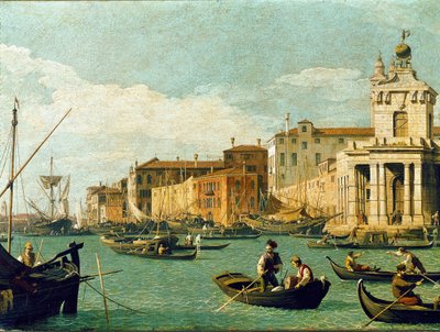Punta della Dogana en Giudecca-kanaal, Venetië (olie op doek) door Canaletto