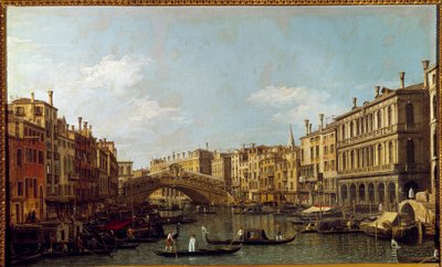 Het Grote Kanaal en de Rialtobrug in Venetië door Canaletto