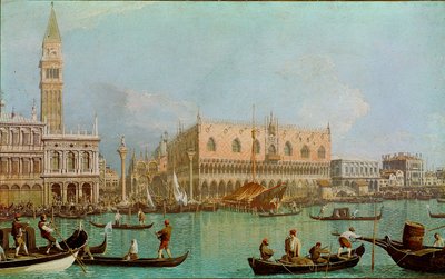 De Mole met het Dogepaleis van het bassin van San Marco door Canaletto