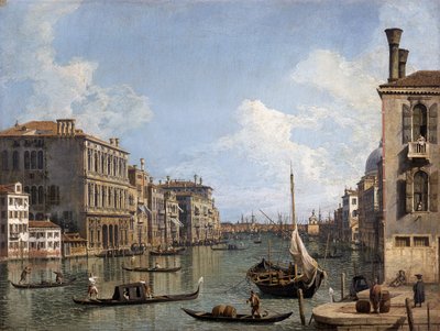 Uitzicht op het Canal Grande richting de Punta della Dogana vanaf Campo San Vio door Canaletto