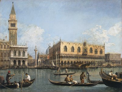 Uitzicht op het bassin van San Marco vanaf de Punta della Dogana door Canaletto
