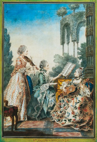 De drie dochters van de componist Joseph-Nicolas-Pancrace Royer voeren de muziek van het ballet Zaide uit door Carmontelle