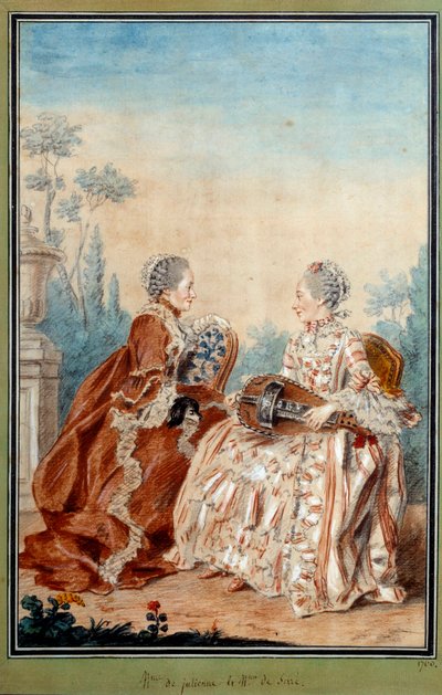 Madame de Julienne en Madame de Serre maken muziek door Carmontelle