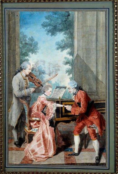 Een heer brengt hulde aan een jonge pianiste door Carmontelle