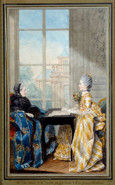 Portret van Madame du Moutier en Mademoiselle La Ville, vrouw van Monsieur Clermont d