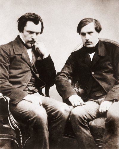 De broers Edmond de Goncourt (1822-1896) en Jules de Goncourt (1830-1870) literaire critici en Franse schrijvers, foto door Gaspard Felix Tournachon alias Felix Nadar (1820-1910) circa 1855 door Nadar