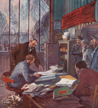Fabriek onder arbeiderscontrole, Russische Revolutie door (after) Carrey