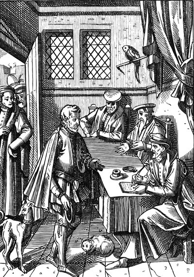 Bailliage, of Tribunaal van de Koningsbaljuw, naar een houtsnede in 