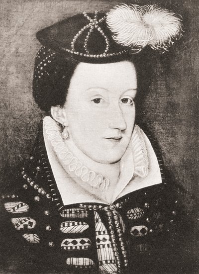 Maria, koningin van Schotland (litho) door (after) English School