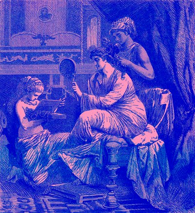 Romeinse dame bij haar toilet, illustratie uit 