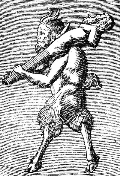 Satyr die een herm draagt, detail van een klein draagbaar tempel gewijd aan de aanbidding van Priapus (detail) door (after) English School