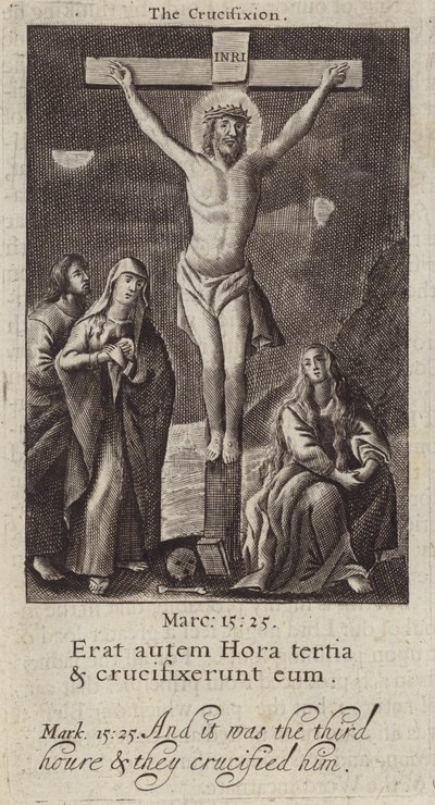 De Kruisiging van Jezus Christus (gravure) door (after) English School